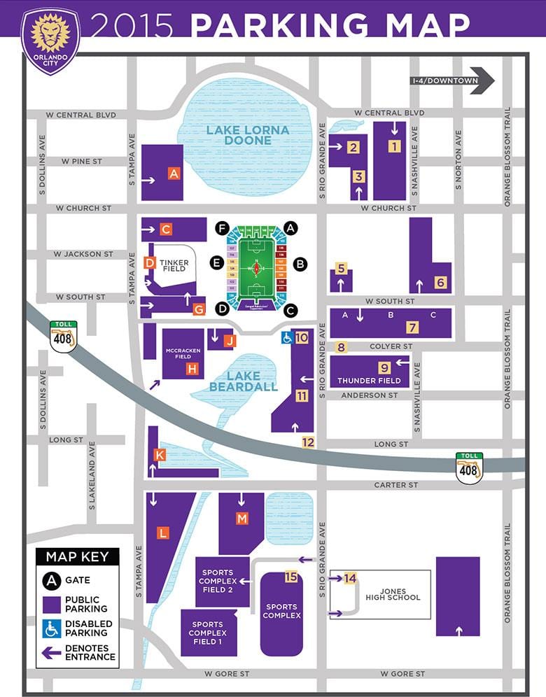 Citrus Bowl autostāvvieta kartē