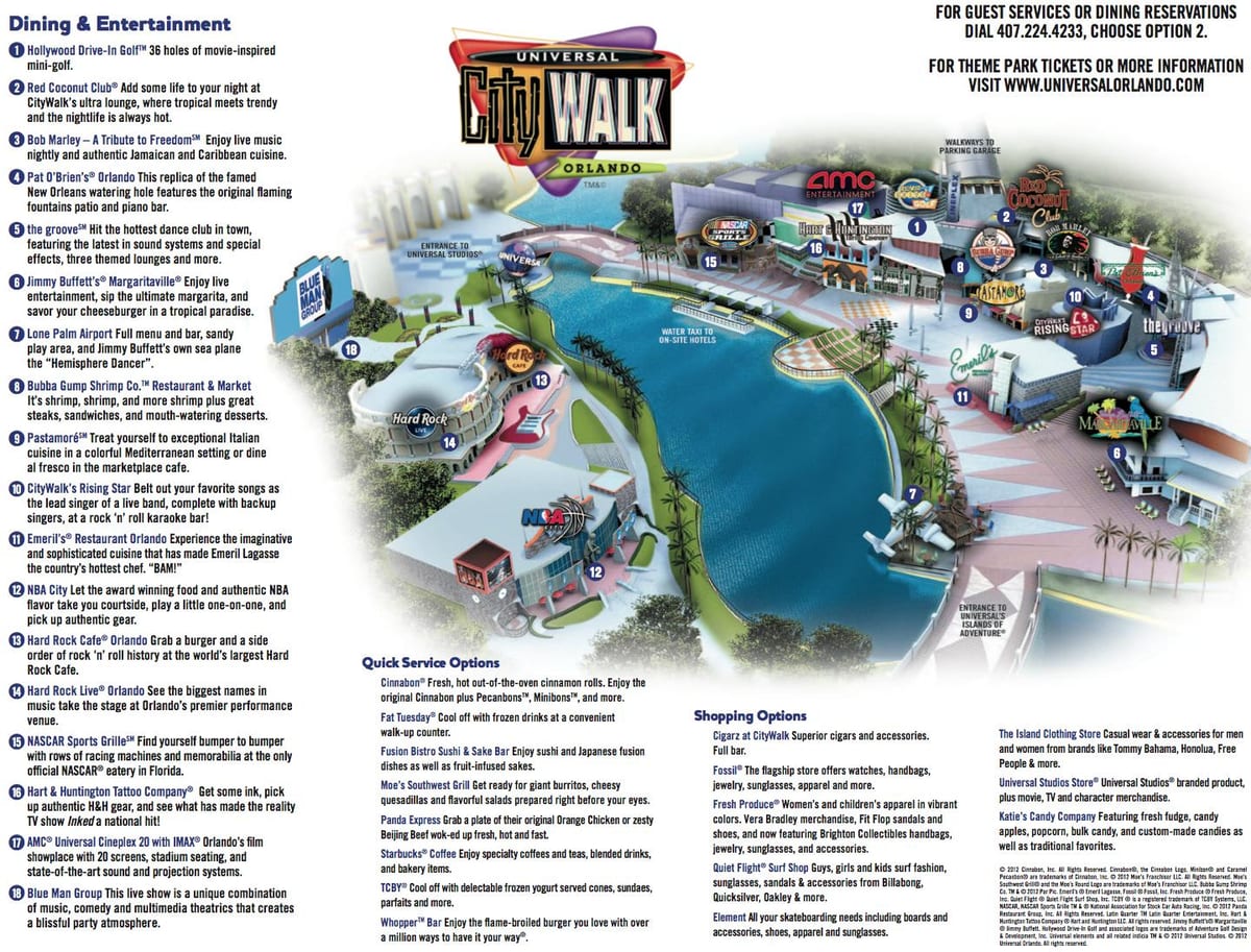 Universal Orlando citywalk karte