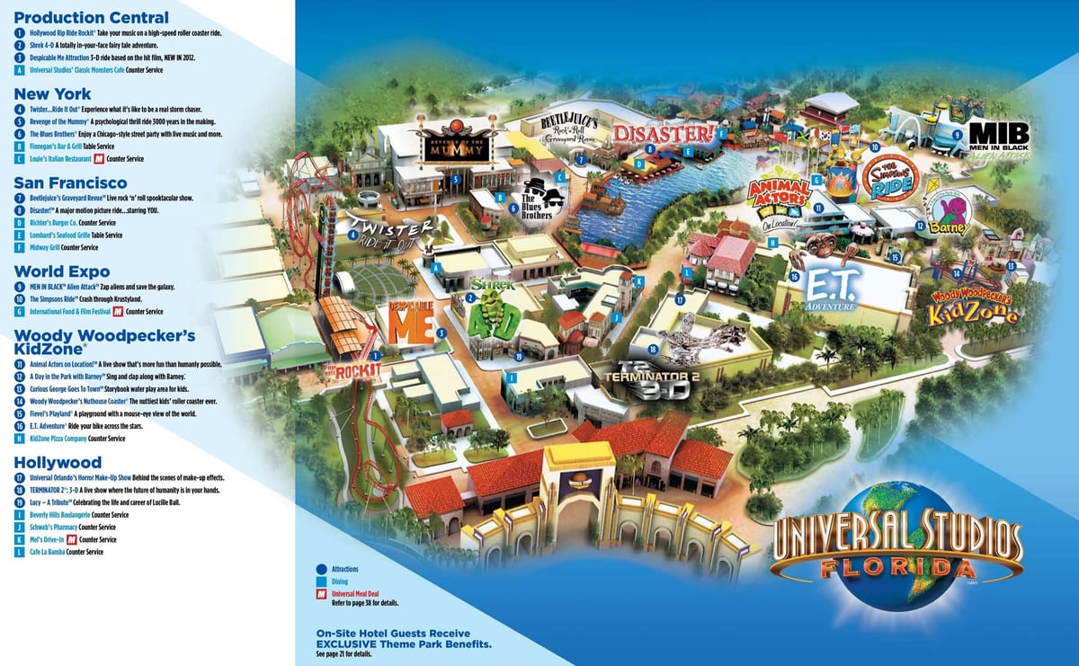 Orlando Universal Studios karte