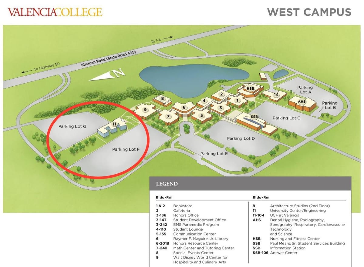 Valencia koledžas west campus kartes